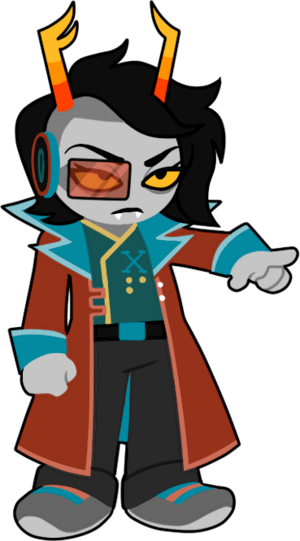 Secily Iopara from Vast error/Snowbound blood in trollodex style, points and glares.